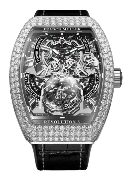 Franck Muller Vanguard Revolution 3 Skeleton Steel with Diamonds Review Replica Watch Cheap Price V50 REV 3 PR SQT D (NR) AC